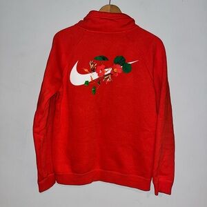 NIKE Floral Logo Quarter Zip Pull Over sz S